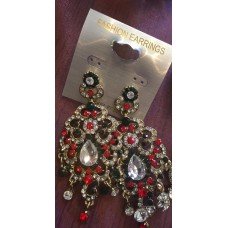 STUNNING INDIAN RED AND GREEN WEDDING EARRINGS